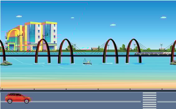 Day city view vector