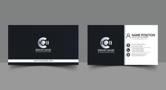 Elegant dark and white business card iayout. Unique shape modern creative business card template design. vector