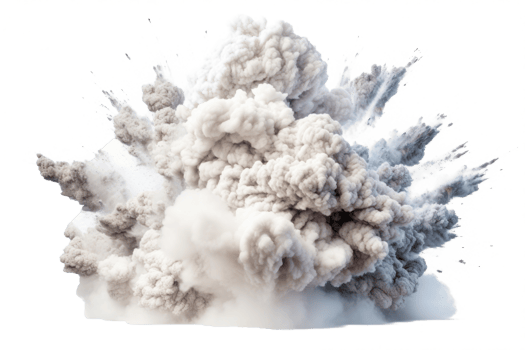 Bomb explosion with fire flames and smoke, isolated on transparent background png