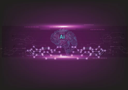 Abstract human head with a line brain network.circle and electricity with blue electronic cycle.Digital data,ai,science.Vector Technology background and Artificial intelligence concept. vector