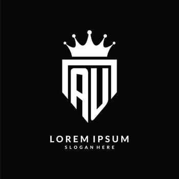 Letter AU logo monogram emblem style with crown shape design template vector