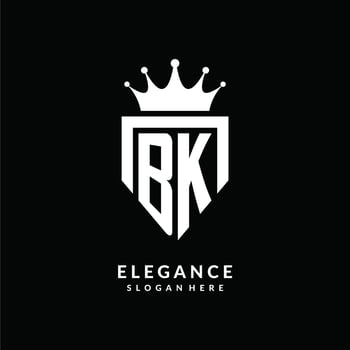 Letter BK logo monogram emblem style with crown shape design template vector
