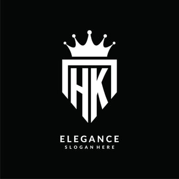Letter HK logo monogram emblem style with crown shape design template vector