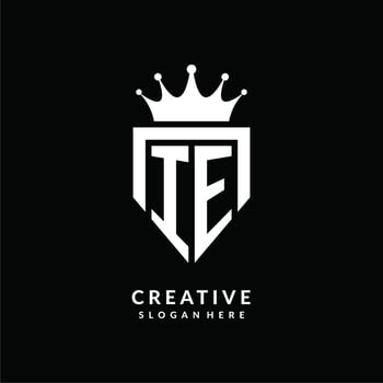 Letter IE logo monogram emblem style with crown shape design template vector