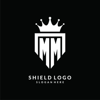 Letter MM logo monogram emblem style with crown shape design template vector