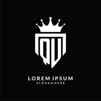 Letter QU logo monogram emblem style with crown shape design template vector