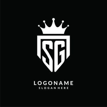 Letter SG logo monogram emblem style with crown shape design template vector