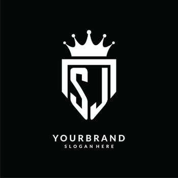 Letter SJ logo monogram emblem style with crown shape design template vector