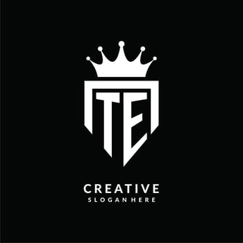 Letter TE logo monogram emblem style with crown shape design template vector