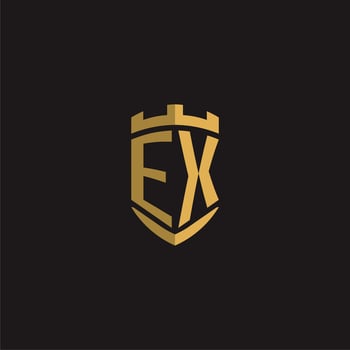 Initials EX logo monogram with shield style design vector