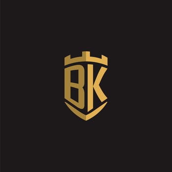 Initials BK logo monogram with shield style design vector