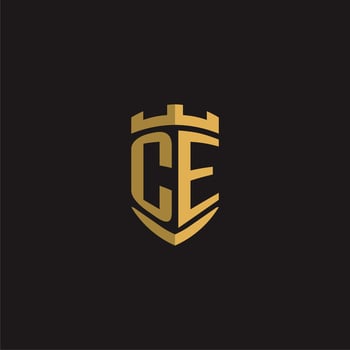 Initials CE logo monogram with shield style design vector