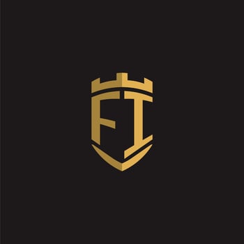 Initials FI logo monogram with shield style design vector