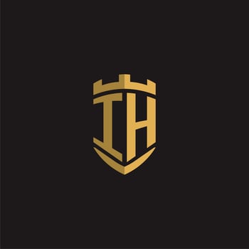 Initials IH logo monogram with shield style design vector