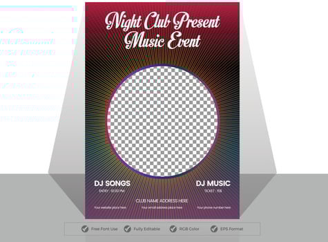 Music festival party flyer template. vector