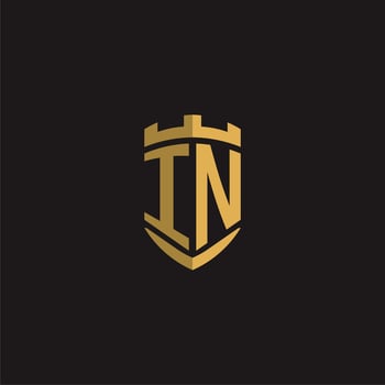 Initials IN logo monogram with shield style design vector