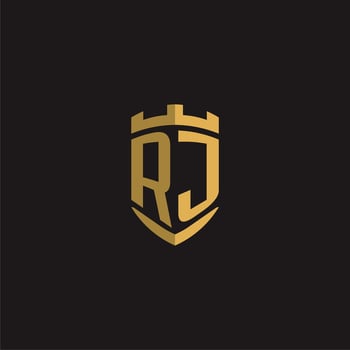 Initials RJ logo monogram with shield style design vector