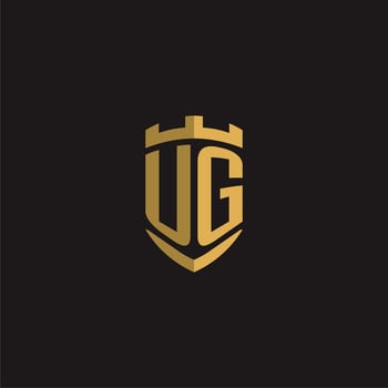 Initials UG logo monogram with shield style design vector