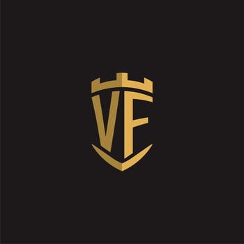 Initials VF logo monogram with shield style design vector