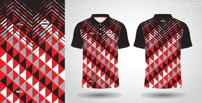 red and black polo sport shirt sublimation jersey template vector