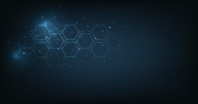 Background of hexagon geometric dark blue pattern bright. vector