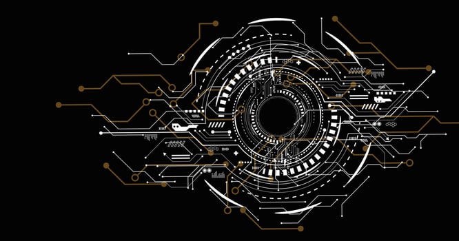 Circuit board technology on black background. vector