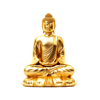 golden buddha statue on transparent background,AI Generative png