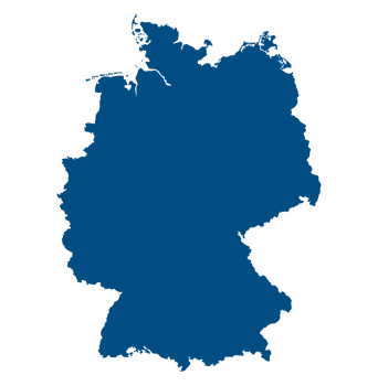 German map in outline blue color. Map of Germany png