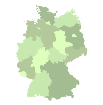 German map administration region in outline green color. Map of Germany png