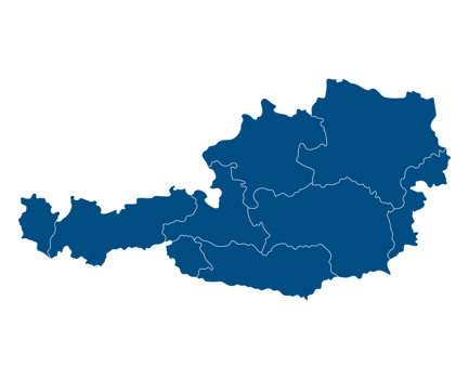 Austria map region light blue. Austria map with blue color. Flag of Austria png