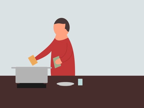 flat design cooking noodles vector illustration
