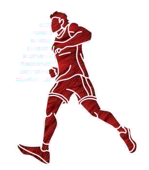 A Man Running Marathon Runner Cartoon Sport Silhouette vector