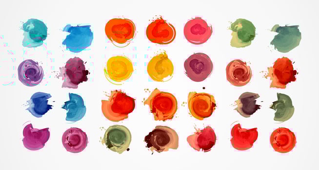 colorful watercolor paint splatters set vector