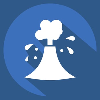 Icon Volcanic Eruptions. related to Climate Change symbol. long shadow style. simple design editable. simple illustration vector