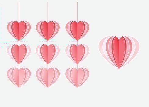 paper heart hanging decoration vector