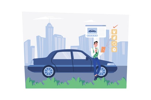 People Giving Reviews On Electric Car vector