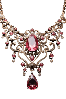 Jewelry pendant with gemstone necklace on transparent background, Generative AI png