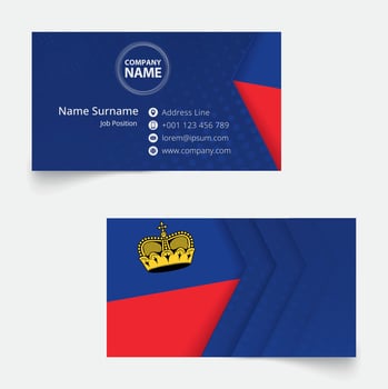 Liechtenstein Flag Business Card, standard size 90x50 mm business card template. vector