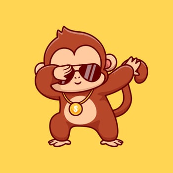 Cool Monkey Dabbing Cartoon Vector Icon Illustration.  Animal Nature Icon Concept Isolated Premium Vector. Flat  Cartoon Style