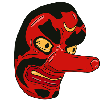 Illustration of Japanese Noh mask png