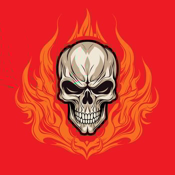 Vector the colorful flame skull cartoon illustration