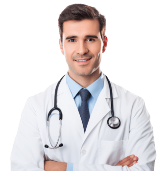a male doctor with a stethoscope on transparent background png