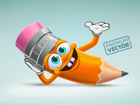 Cute Pencil cartoon vector character raking, back to school