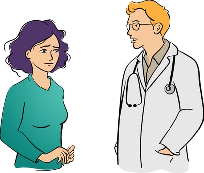 Female patient male doctor talking vector