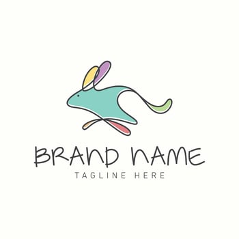 Lline art icon logo of colorful rabbit outline style vector