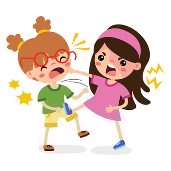 Cartoon Drawing Of Angry Kids Fighting vector