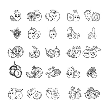 A set of fruit smile expression illustrations, good for children's books vector