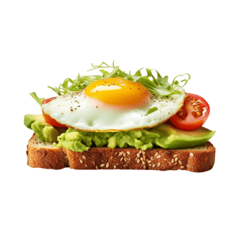 avocado toast with egg and avocado on toast png