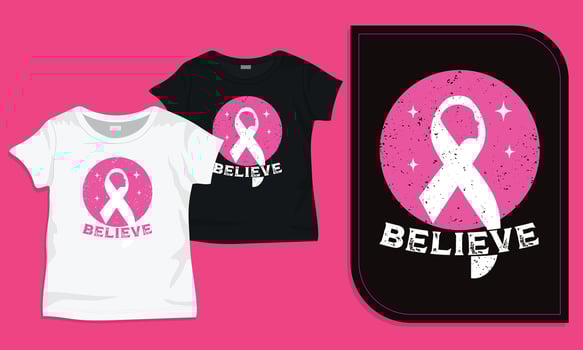 Believe breast cancer t-shirt design vector