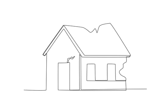 A house damaged by the earthquake vector